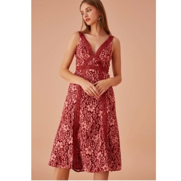 KEEPSAKE Holder Lace Midi Double Slit Dress in Leticia Rose Size XS New NWT - Picture 1 of 16